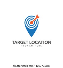 Target location logo or icon template with pin map and arrow