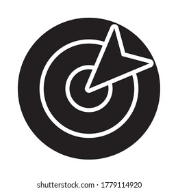 target with location pin icon over white background, silhouette style, vector illustration