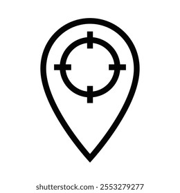 Target location vector icon in outline style. Editable stroke.