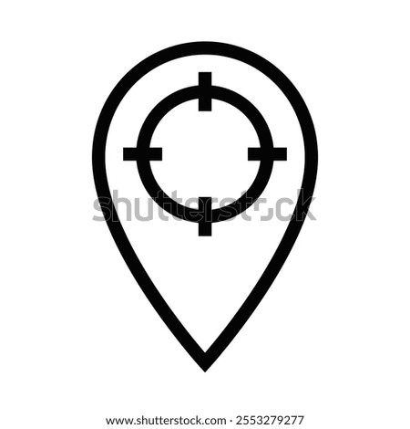 Target location vector icon in outline style. Editable stroke.