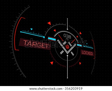 Target Locked Heads-Up Display - HUD. Sci-Fi User Interface. Vector Illustration.