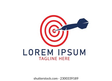 Logo de destino. Arrow, concepto Idea, golpe perfecto, ganador, objetivo. Éxito. Ilustración vectorial, icono, diseño de logotipo. diseño simple editable