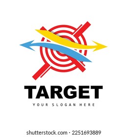 Target Logo, Arrow Shooting Design, Arrow Aim Target Icon Vector