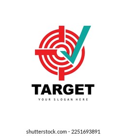 Target Logo, Arrow Shooting Design, Arrow Aim Target Icon Vector