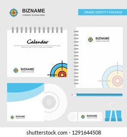 Target  Logo, Calendar Template, CD Cover, Diary and USB Brand Stationary Package Design Vector Template