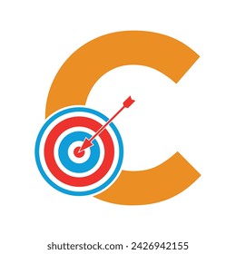 Logotipo de destino combinado con la letra C plantilla de vector