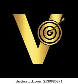 Ziellogo kombiniert mit der Vektorvorlage "Buchstabe V"