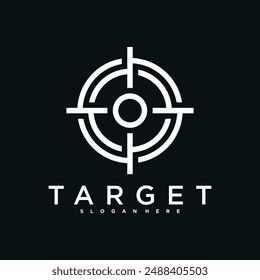 Diseño de logotipo de destino, abstracto y único signo de destino. Vector Premium