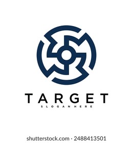 Diseño de logotipo de destino, abstracto y único signo de destino. Vector Premium