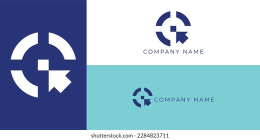 Diseño del logotipo de destino con flecha golpeando el punto