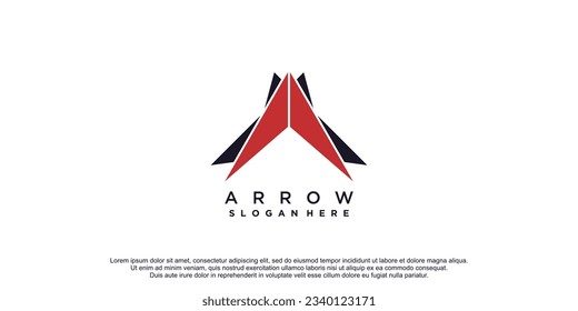 Diseño del logo de destino con el concepto de flecha creativa