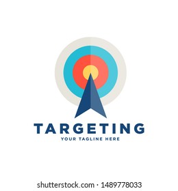 Target logo design. Dartboard and dart vector design. Target goal and arrow logotype