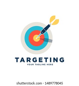 Target logo design. Dartboard and dart vector design. Target goal and arrow logotype