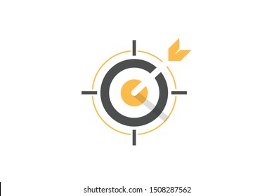 Target logo design. Dartboard and dart vector design. Target goal and arrow logotype design inspiration