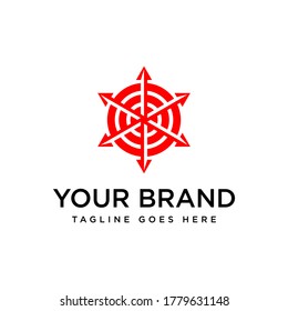 Target logo design. Dartboard and dart vector design. Target goal and arrow logotype