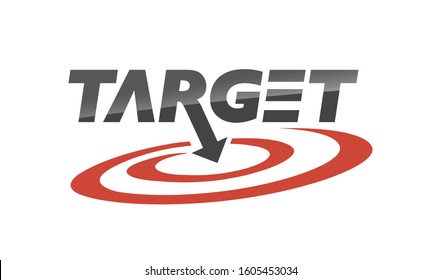 Target logo design on red, ash and grey backgournd. The logo represents Red aim, arrow, compass, speech bubble, Idea concept, perfect hit, winner, target goal icon. Corporate identity set.