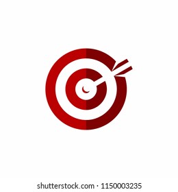 Target Logo Design Success Symbol Vector,  Flat Red Round Icon Idea