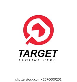 Target logo Design Template. Red Aim, Arrow, Idea Concept, Perfect Hit, Winner, Target Goal Icon. Success Abstract Pin Logo.	