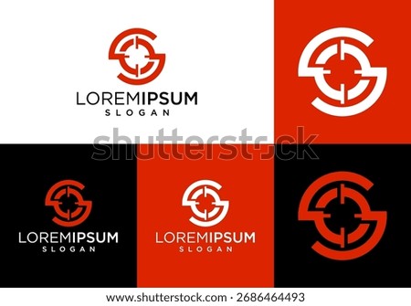 Target logo icon vector with circle shaped initial S