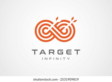 Target Logo,  Infinity with target icon combination, suitable for brand and company logo design, vector illustration