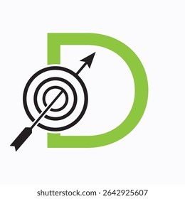 Target Logo On Letter D Concept For Success Symbol. Business Goal Logo Design