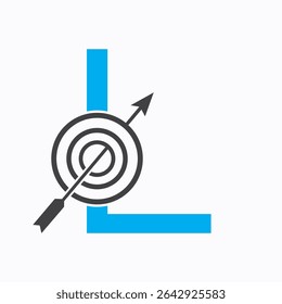 Target Logo On Letter L Concept For Success Symbol. Business Goal Logo Design