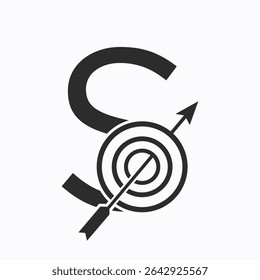 Target Logo On Letter S Concept For Success Symbol. Business Goal Logo Design