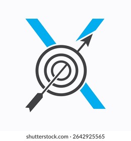 Target Logo On Letter X Concept For Success Symbol. Business Goal Logo Design
