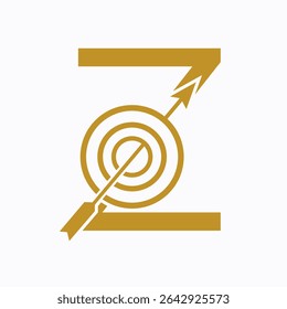 Target Logo On Letter Z Concept For Success Symbol. Business Goal Logo Design