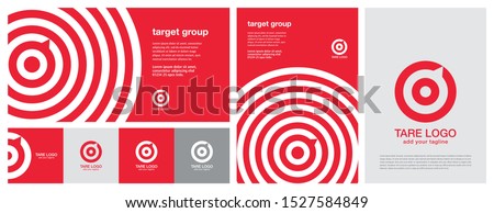 Target logo. Red aim, arrow, compass, speech bubble, Idea concept, perfect hit, winner, target goal icon. Success abstract logo