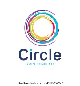 Target logo. Round logo. Planet logo. Circle logo. Abstract colored target logo