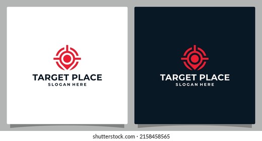 Target logo template design. Pin location logo with crosshairs or focus shape logo. premium vector