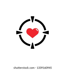 Target love icon design template vector isolated illustration