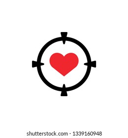 Target love icon design template vector isolated illustration