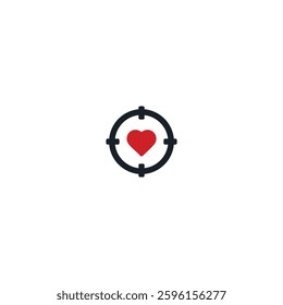 Target love icon logo flat vector design