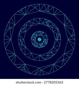 Target low poly triangulation triangulated polygonal electric cyan blue vibrant aqua neon color vector illustration image outline contour line style