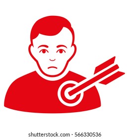 Target Man vector icon. Flat red symbol. Pictogram is isolated on a white background. Designed for web and software interfaces.