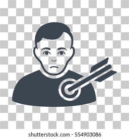 Target Man vector icon. Illustration style is flat iconic smooth blue symbol on a chess transparent background.