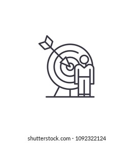 Target market audience linear icon concept. Target market audience line vector sign, symbol, illustration.