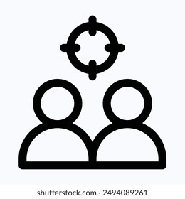 Target Market Concept, Audience, Focus Group, Crowd Sourcing And Crowd Funding, Public Relations Vector Icon, Lineal Isolated Icon.