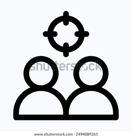 Target Market Concept, Audience, Focus Group, Crowd Sourcing And Crowd Funding, Public Relations Vector Icon, Lineal Isolated Icon.