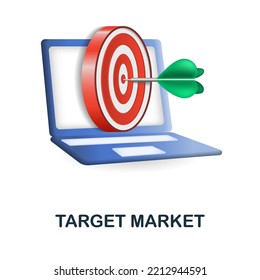 Target Market icon. 3d illustration from web development collection. Creative Target Market 3d icon for web design, templates, infographics and more