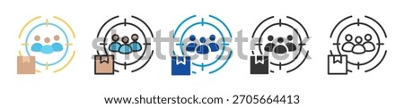 target market icon set multi style various collection