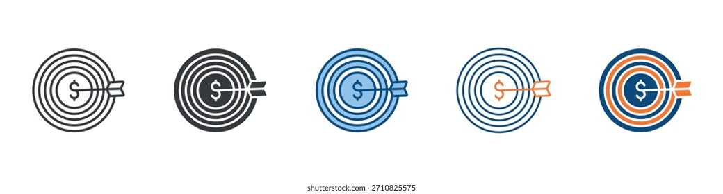 Conjunto de iconos de mercado objetivo Colección de estilos múltiples