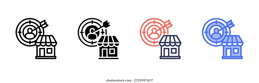Conjunto de iconos de estilo múltiple de mercado objetivo