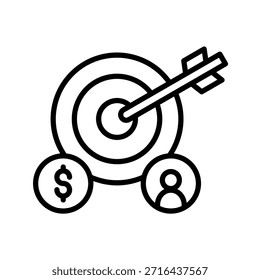 Ilustración vectorial de icono de esquema de mercado objetivo