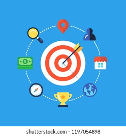 Target Marketing, Audience Marketing Strategy. Flat design modern vector illustration concept.