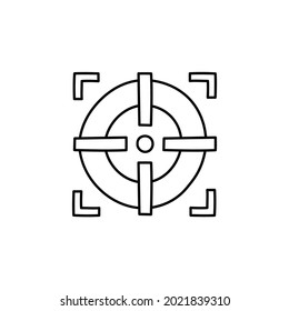 Target marketing goal icon in flat black line style, isolated on white background 