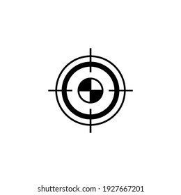 Target marketing goal icon in solid black flat shape glyph icon, isolated on white background 