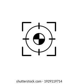 Target marketing goal icon in solid black flat shape glyph icon, isolated on white background 